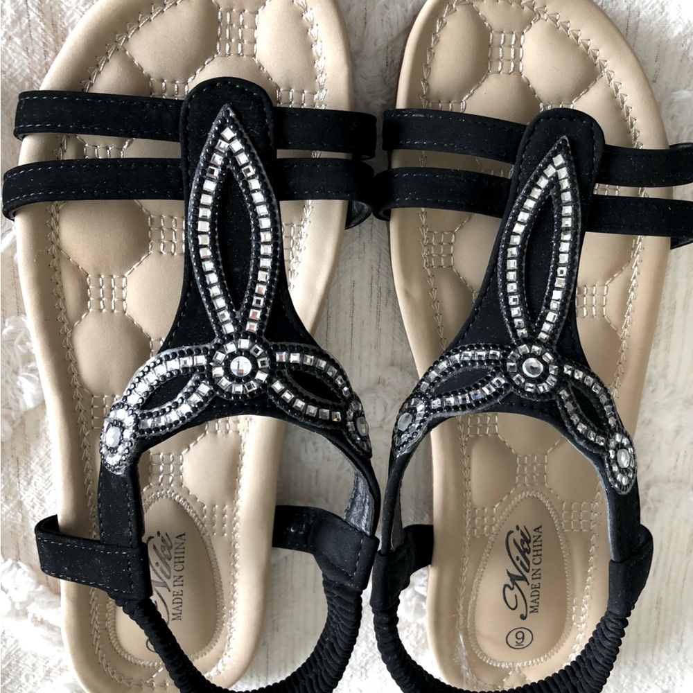Sling back rhinestone sandals